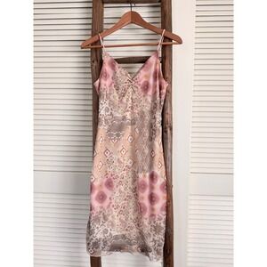 Mme Usa Patchwork Floral Print‎ Slip Dress Midi Spaghetti Strap Y2K